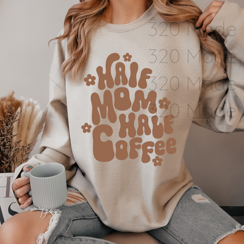 Half Mom Half Coffee  (Brown Design)