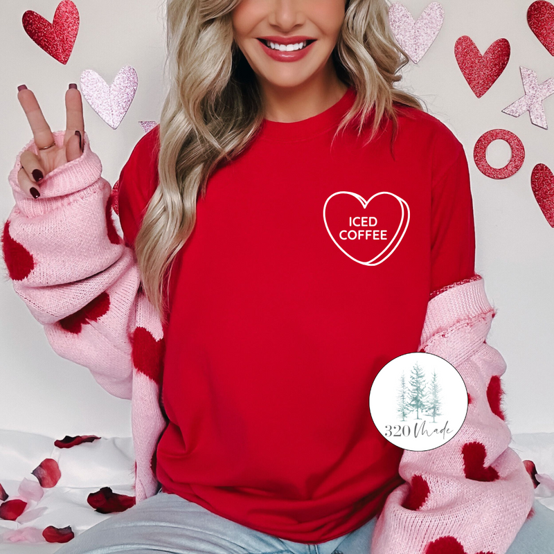 Iced Coffee Candy Heart ADULT VDAY TEE