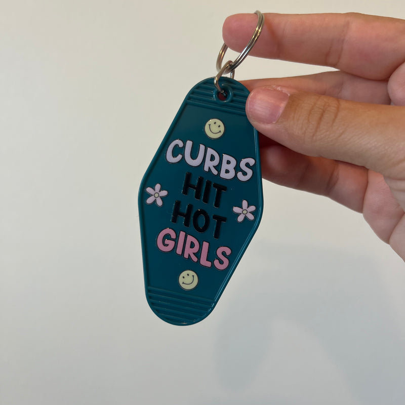 Curbs Hit Hot Girls Motel Keychain