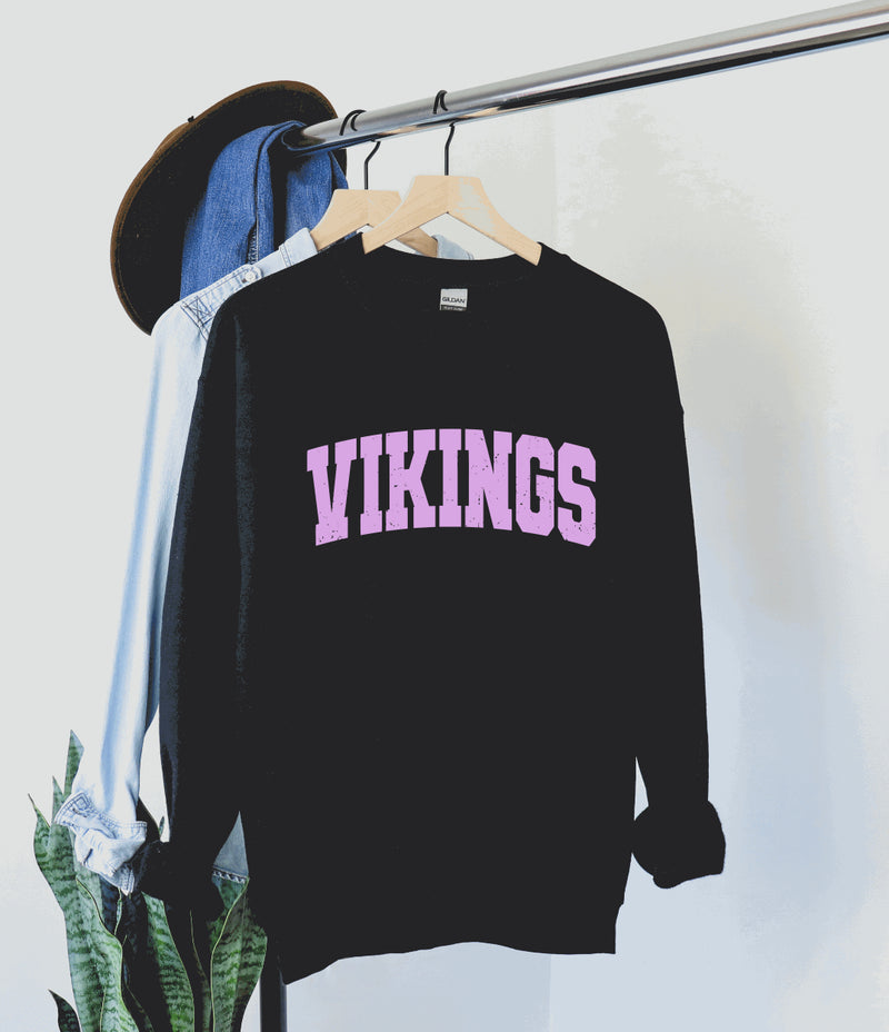 Black with Lavender Distressed V!k!ings