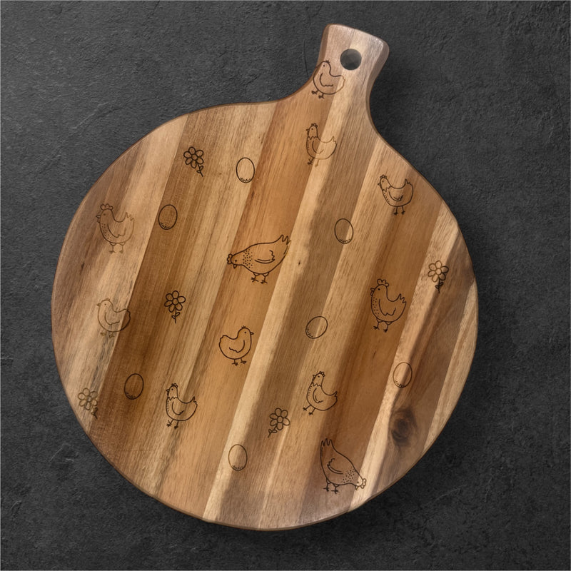 Engraved Serving Board -Chickens #1