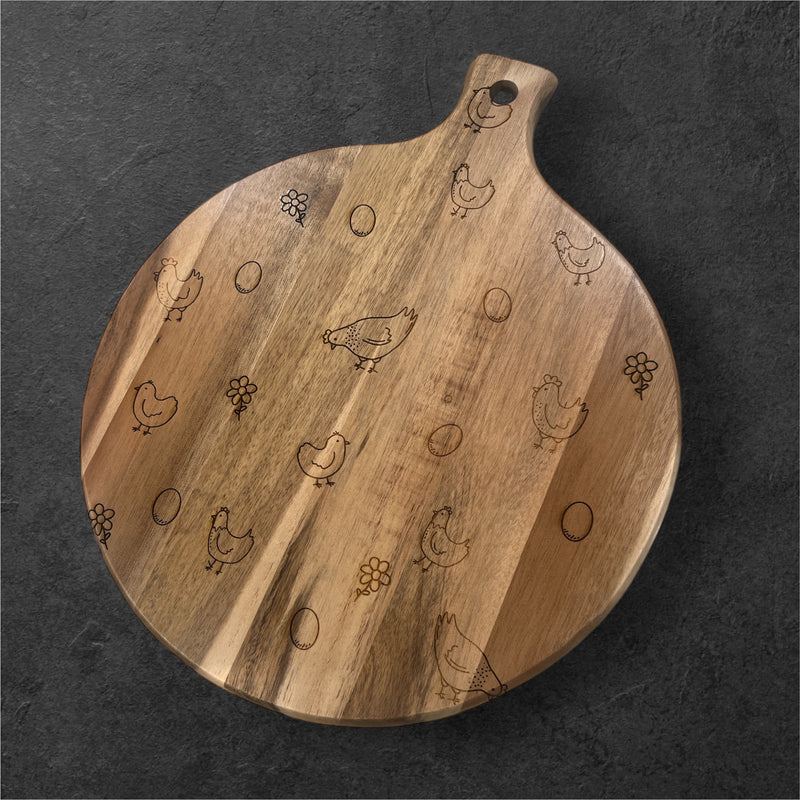 Engraved Serving Board -Chickens #2