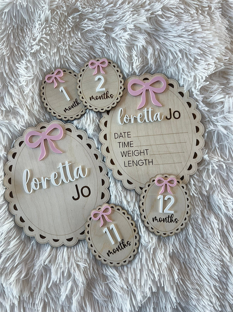 Bow Birth Announcement Sign