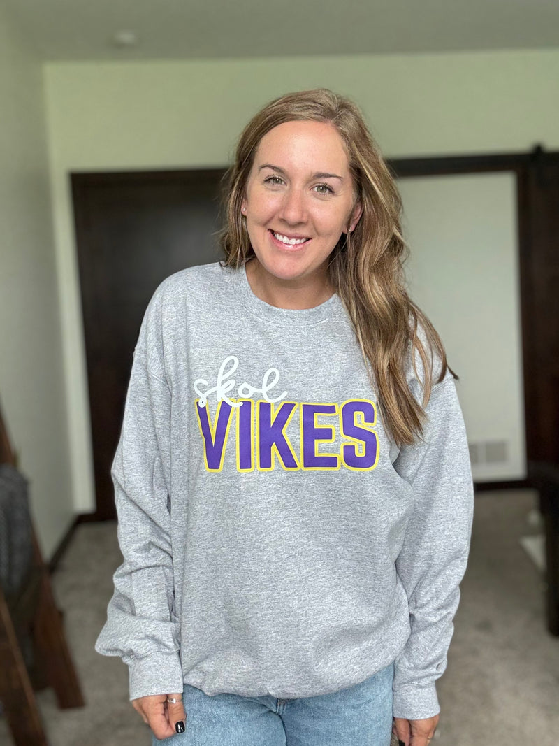 Grey Purple and Gold V!kes Sweatshirt