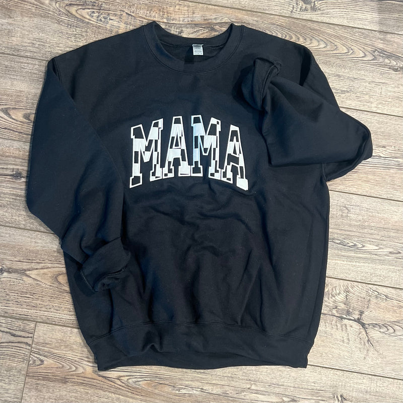 EMBROIDERED checkered mama crewneck SIZE LARGE