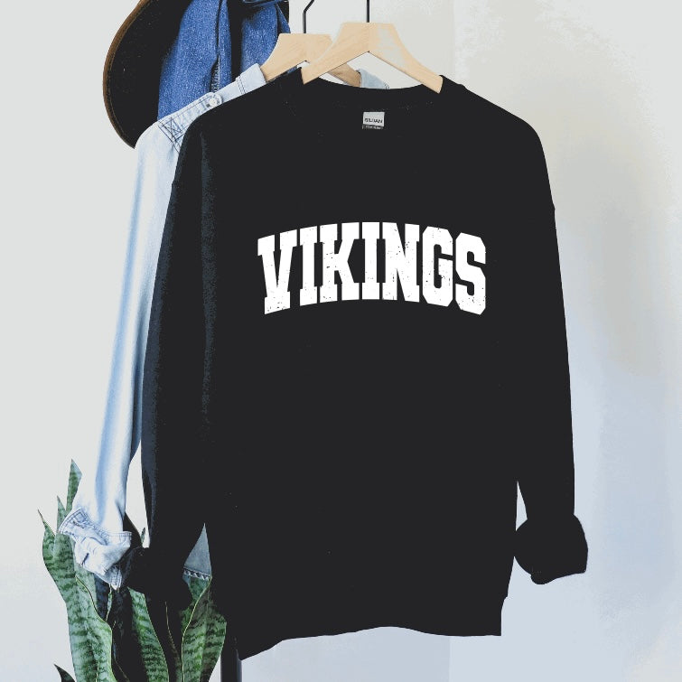 Black Distressed With White V!k!ings