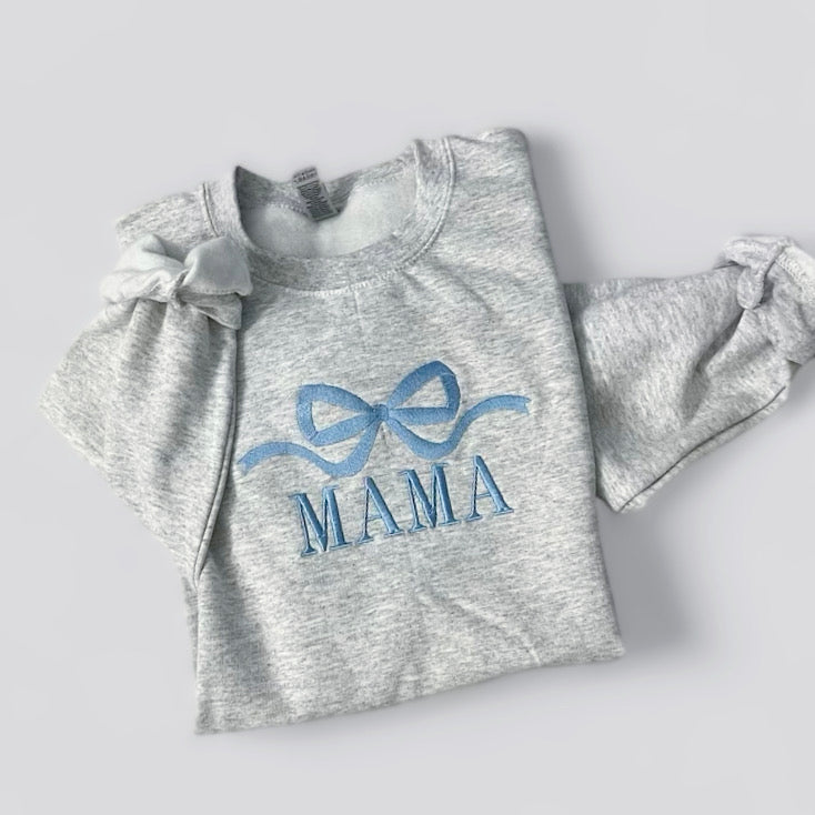 Embroidered Mama Bow Crewneck