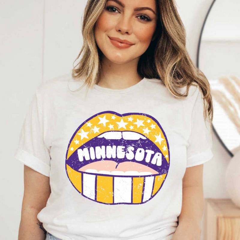 Minnesota Purple and Gold Lips Tee