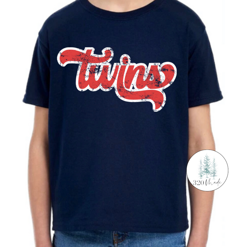 Retro Twins for Littles on Navy