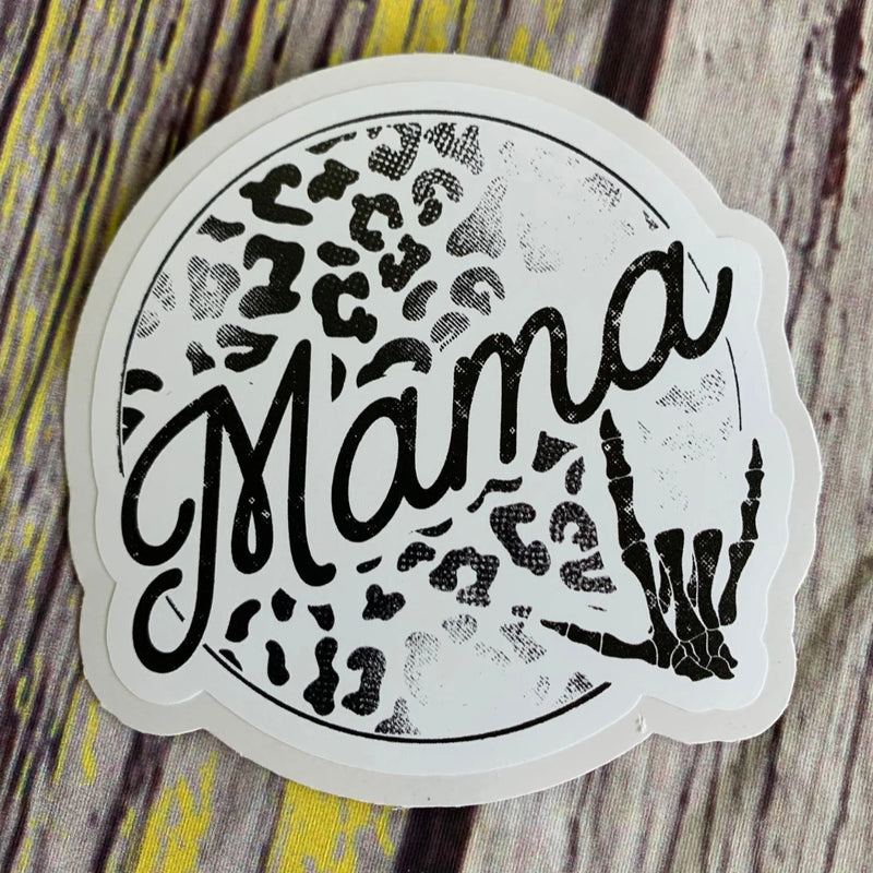 Distressed Black Leopard Mama Sticker