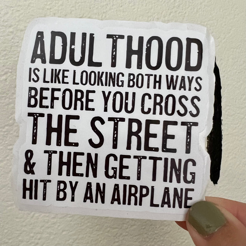Adulthood is Like Getting Hit By A Plane Sticker